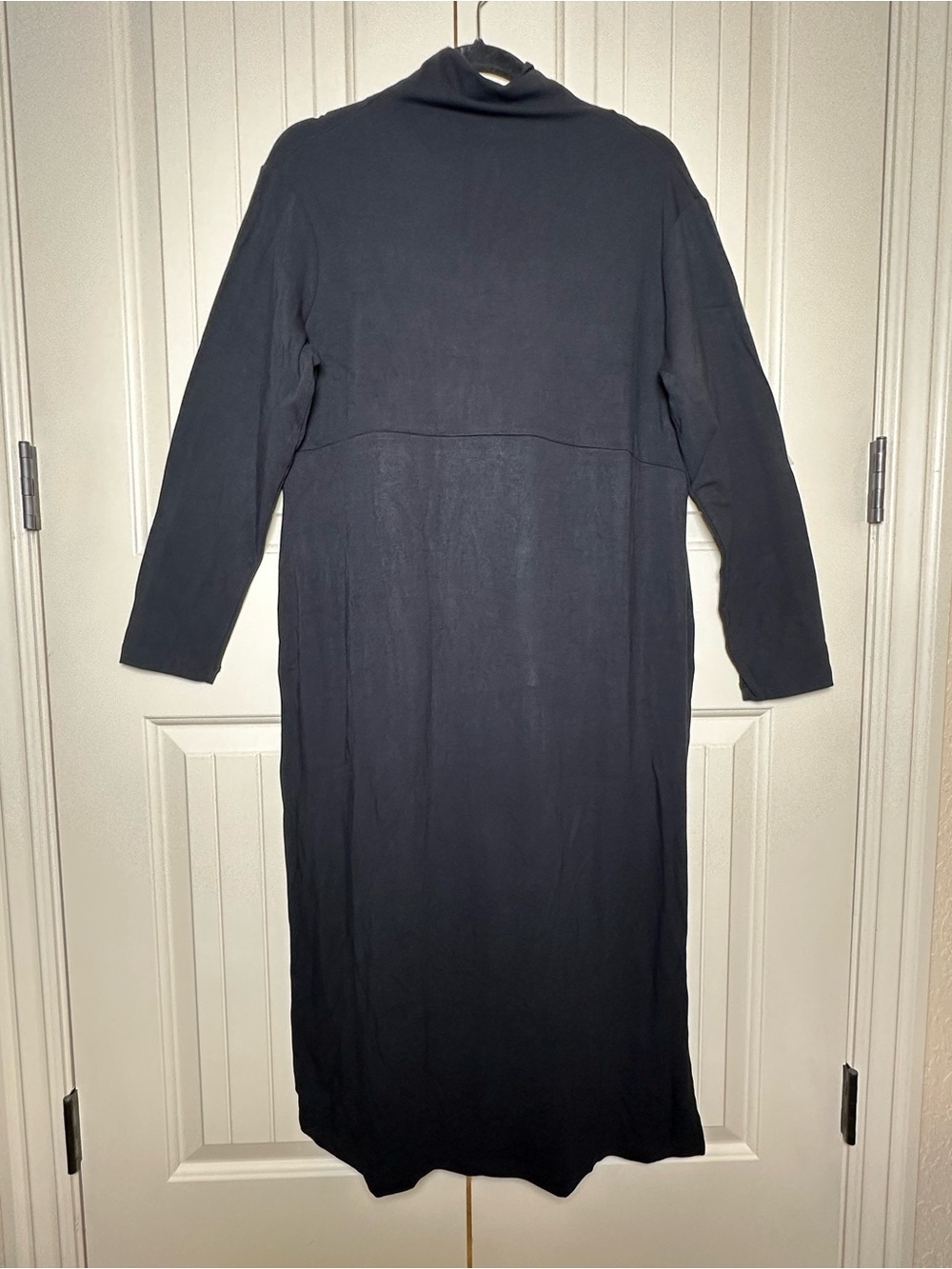 Women with Control Sz L Petite Finespun Jersey Tummy Control Midi Black Dress - Picture 2 of 15